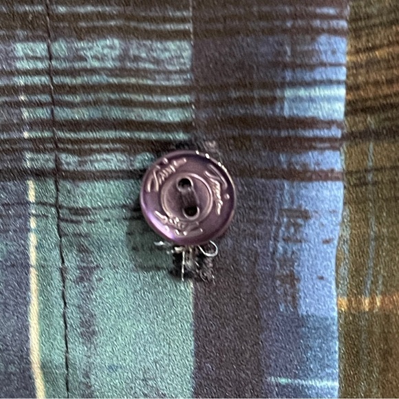 Trina Turk Blue Plaid Button Down Blouse | Size SP Petite | Office Dark Academia - Picture 9 of 16